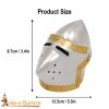 Decorative Pig Face Bascinet Mini Helmet with Chrome Finish and Wooden Stand