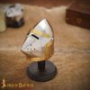 Decorative Pig Face Bascinet Mini Helmet with Chrome Finish and Wooden Stand