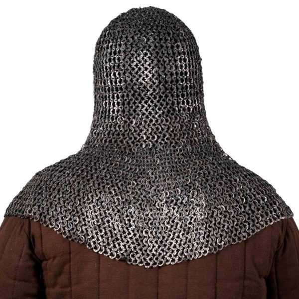 Flat Ring Chainmail Classic Coif, Riveted, ID 9 mm, Natural