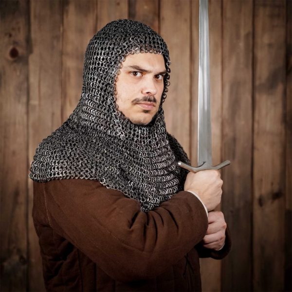 Flat Ring Chainmail Classic Coif, Riveted, ID 9 mm, Natural