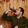 Medieval Viking Drinking Horn with Carved Scales Genuine Buffalo Horn