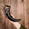 Troll Cross Viking Drinking Horn with Pure Brass Fittings Handcrafted Genuine Ox Horn