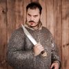 Viking Seax Dagger with Leather Scabbard