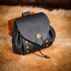 Medieval Leather Belt Pouch with Antique Brass Button