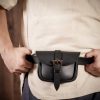 Handmade Leather Belt Bag with Antique Brass Celtic Buckle
