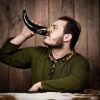 Medieval Odin's Ravens Drinking Horn with Pure Brass Fittings Genuine Ox Horn