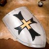 Fantasy Crusader Knight Steel Shield for Décor and Reenactments