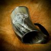 Medieval Viking Mjolnir Horn Tankard Beer Mug Handcrafted Genuine Ox Horn