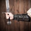 Genuine Leather Bracers With Splinted Metal Plates Arms Armor