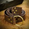 Handcrafted Leather Belt with Pure Solid Brass Ring Genuine Leathercraft