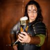 Elfic Drinking Horn With Charred Specks and Brass Fittings Handcrafted Genuine Ox Horn