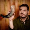 Medieval Viking Drinking Horn with Charred Specks Handcrafted Genuine Ox Horn