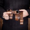 Leather Belt with Lustrous Steel Ring Genuine Leather Sword Hanging Belt