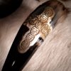 Engraved Skull Cross Drinking Horn Handcrafted from Genuine Ox Horn