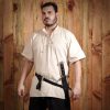 Leather Belt with Lustrous Steel Ring Genuine Leather Sword Hanging Belt