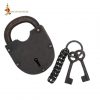Medieval Hand Forged Iron Padlock with Functional Paired Keys