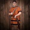 Decorative Falcata Sword with Pure Brass Handle and Leather Scabbard