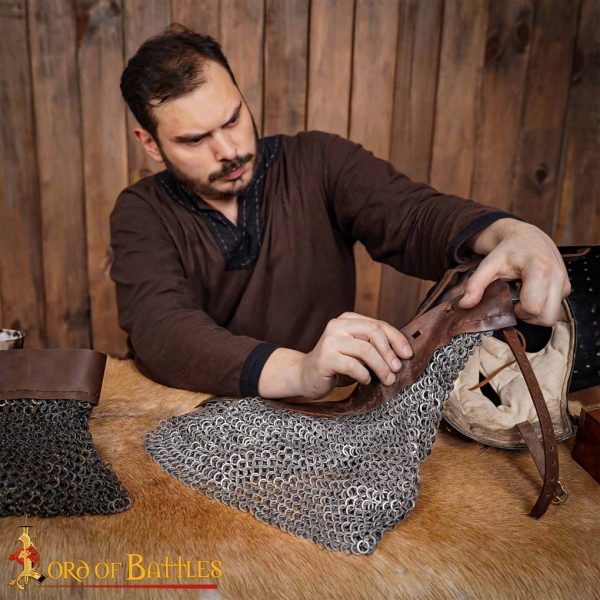 Round Ring Chainmail Aventail, Dome Riveted, 8mm 18 gauge, Mild Steel