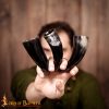 Medieval Viking Drinking Shot Horns Set of 3 Handcrafted Genuine Ox Horn