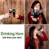 Fleur de Lis Drinking Horns Set of Three Handcrafted Genuine Ox Horn