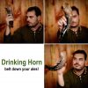 Medieval Viking Drinking Horn with Charred Specks Handcrafted Genuine Ox Horn