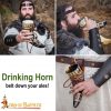 Drinking Horn with Charred Specks and Leather String Handcrafted Genuine Ox Horn