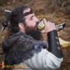 Drinking Horn with Charred Specks and Leather String Handcrafted Genuine Ox Horn