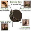 Medieval Viking Drinking Horn with Burnt Design Handcrafted Genuine Ox Horn