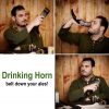 Medieval Viking Drinking Ox Horn with Pure Brass Fittings Genuine Ox Horn