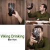 Engraved Stallion Drinking Horn Handcrafted Genuine Ox Horn