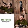 Medieval Viking Genuine Drinking Horn with Engraved Raven Design