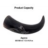 Medieval Viking Genuine Drinking Horn with Engraved Raven Design
