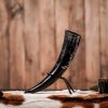 Medieval Viking Genuine Drinking Horn with Engraved Raven Design