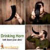 Drinking Ox Horn with Engraved Nordic Design Handcrafted Genuine Ox Horn