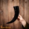 Drinking Ox Horn with Engraved Nordic Design Handcrafted Genuine Ox Horn