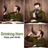 Drinking Horn with Engraved Vine Design Handcrafted from Genuine Ox Horn