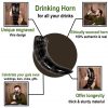 Drinking Horn with Engraved Vine Design Handcrafted from Genuine Ox Horn