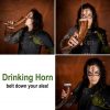 Medieval Viking Drinking Horn with Engraved Specs Handcrafted Genuine Ox Horn