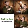 Medieval Viking Drinking Horn with Engraved Designs Handcrafted Genuine Ox Horn