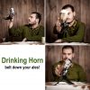 Engraved Rampant Lion Drinking Horn Handcrafted Genuine Ox Horn