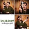 Engraved Skull Cross Drinking Horn Handcrafted from Genuine Ox Horn