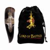 Engraved Skull Cross Drinking Horn Handcrafted from Genuine Ox Horn