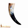 Engraved Cross Drinking Horn with Charred Specks Handcrafted Genuine Ox Horn