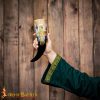 Engraved Cross Drinking Horn with Charred Specks Handcrafted Genuine Ox Horn