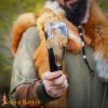 Engraved Cross Drinking Horn with Charred Specks Handcrafted Genuine Ox Horn