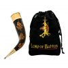 Elfic Drinking Horn With Charred Specks and Brass Fittings Handcrafted Genuine Ox Horn