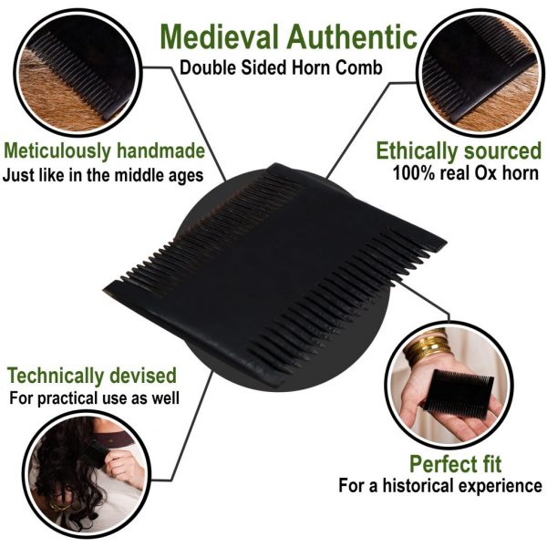 Roman Dual Sided Horn Comb Handcrafted Genuine Ox Horn
