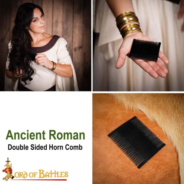 Roman Dual Sided Horn Comb Handcrafted Genuine Ox Horn