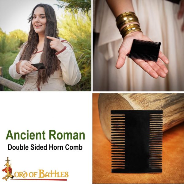 Roman Dual Sided Horn Comb Handcrafted Genuine Ox Horn