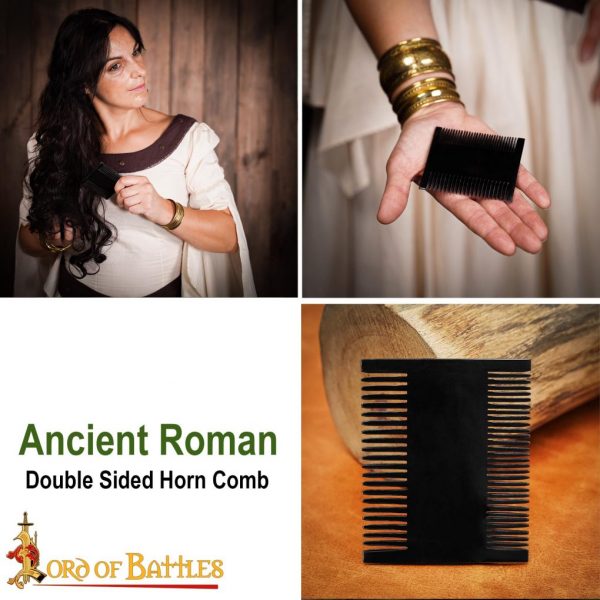 Roman Dual Sided Horn Comb Handcrafted Genuine Ox Horn